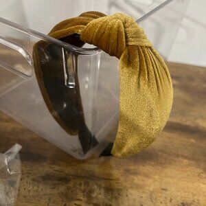 Golden Velvet Knotted Headband
